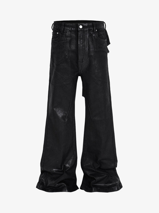 Thesupermade Black Wax Coated Flare Jeans - 2212