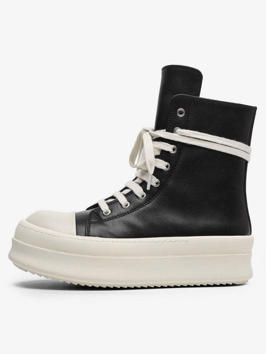 Rubber Sole High-Top Side Zipper Platform Sneakers - 2273