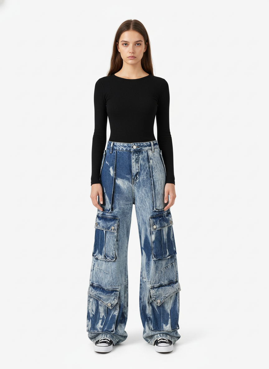 Thesupermade High Street Washed Distressed Work Jeans - 2163