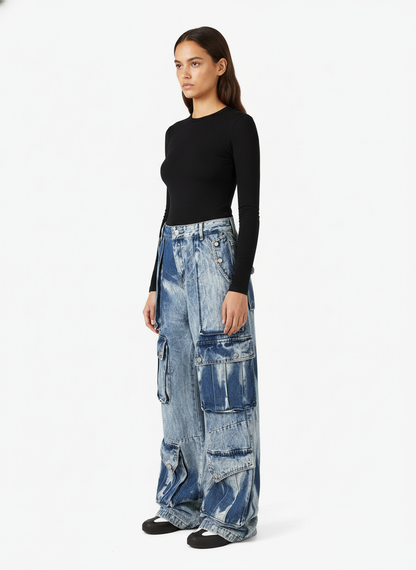 Thesupermade High Street Washed Distressed Work Jeans - 2163