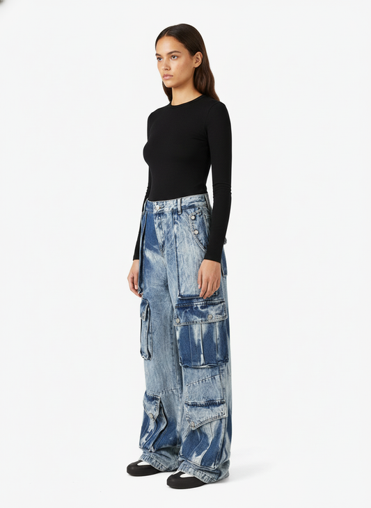 Thesupermade High Street Washed Distressed Work Jeans - 2163