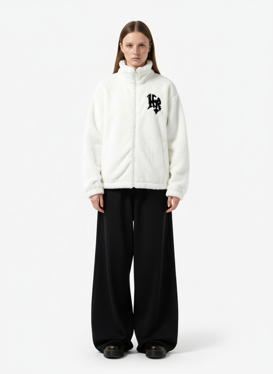 Thesupermade Hip-hop Letter Stand Collar Fur Jacket - 1908