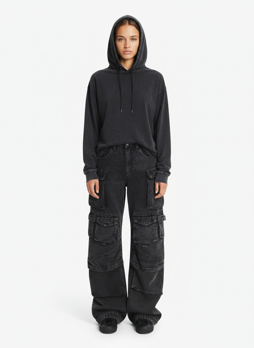 Thesupermade Street Stitching Multi-Pocket Workwear Washed Jeans - 2209