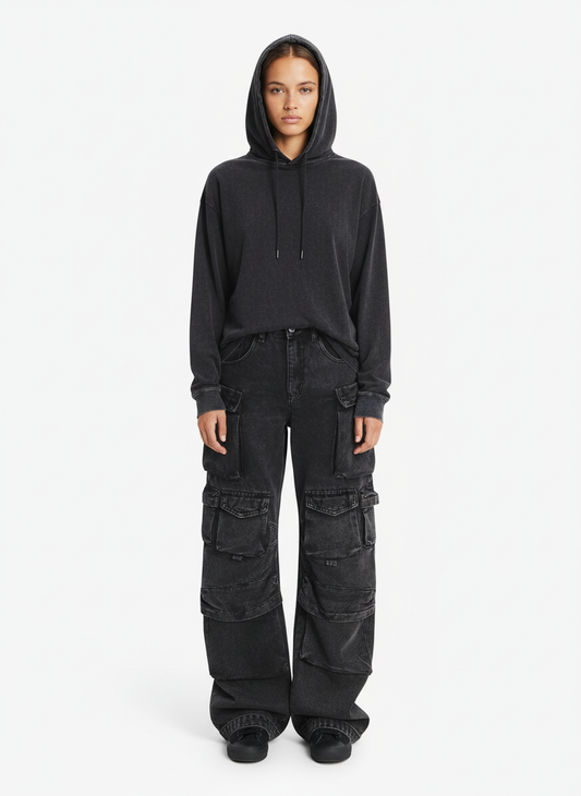 Thesupermade Street Stitching Multi-Pocket Workwear Washed Jeans - 2209