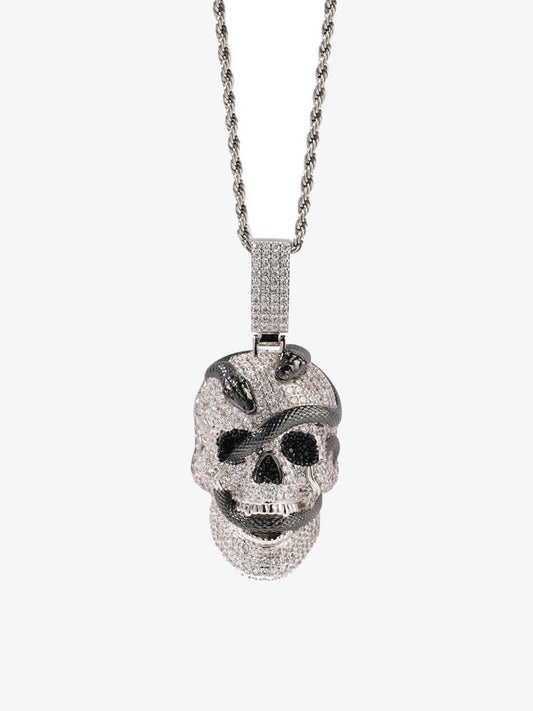 Skull Snake Zircon Copper Necklace