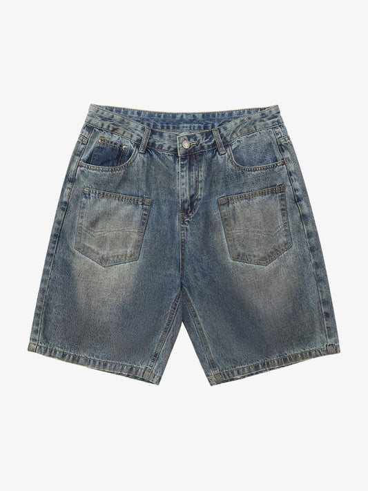 Thesupermade American Street Style Washed Distressed Shorts