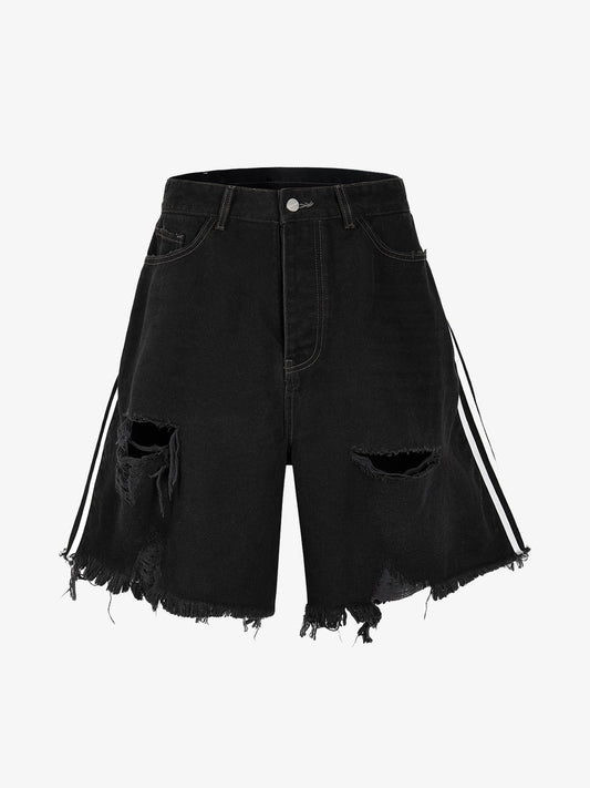Retro Whisker Raw Edge Denim Shorts