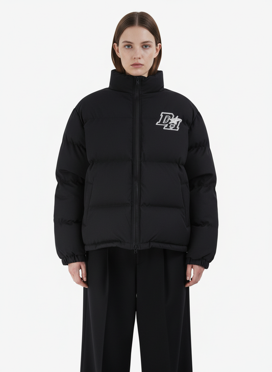 Retro Letter Print Down Jacket - 1393