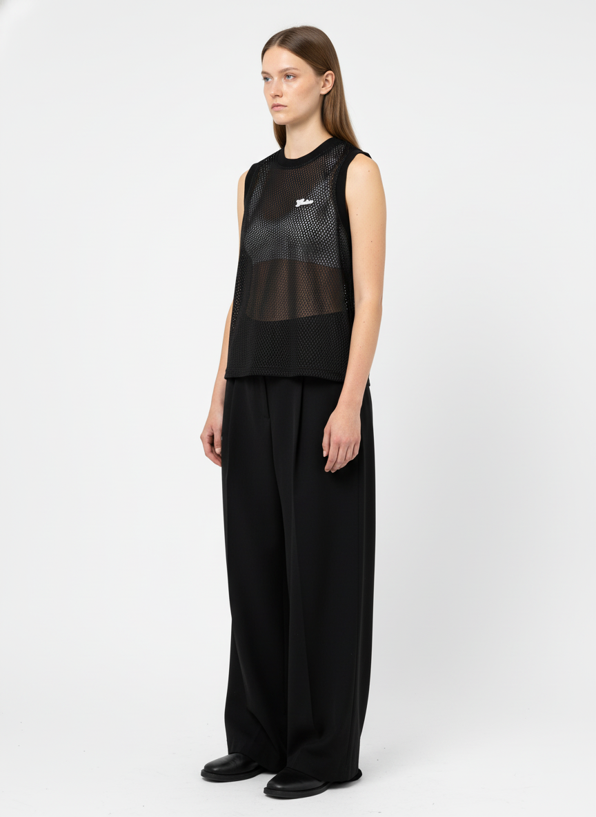 Hollow Sports Mesh Embroidered Letters Vest