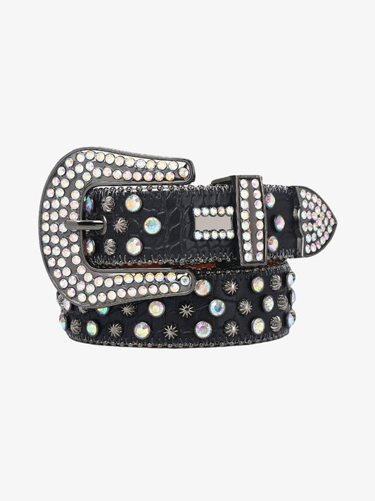 Punk Style Metal Hotfix Rhinestone Belt