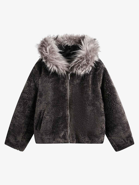 Thesupermade Fur Hooded Quilted Sherpa Jacket - 2304