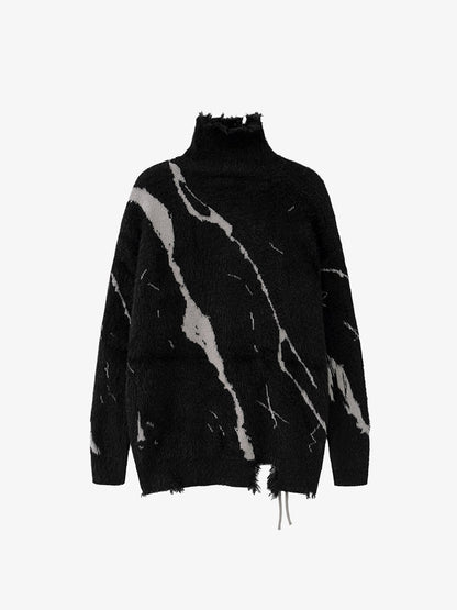 Thesupermade Ripped Knit Turtleneck Sweater - 1525