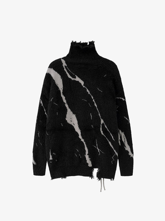 Thesupermade Ripped Knit Turtleneck Sweater - 1525