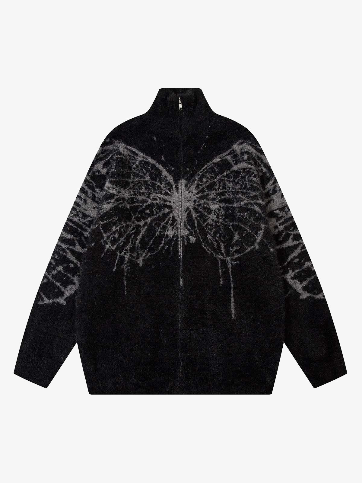 Thesupermade Butterfly Jacquard  Knit Mock Neck Sweater