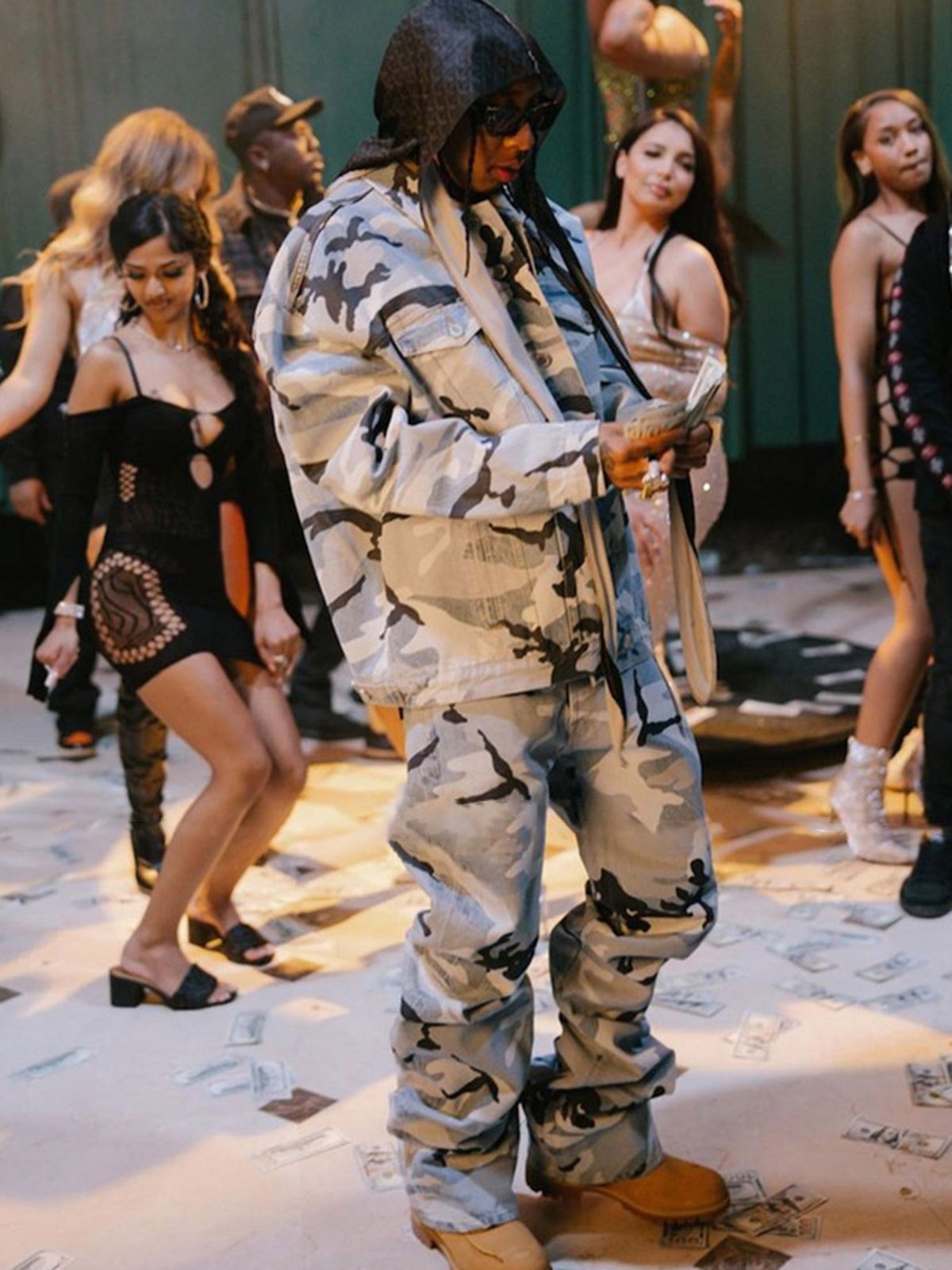 Street Retro Camouflage Baggy Jeans - 2395