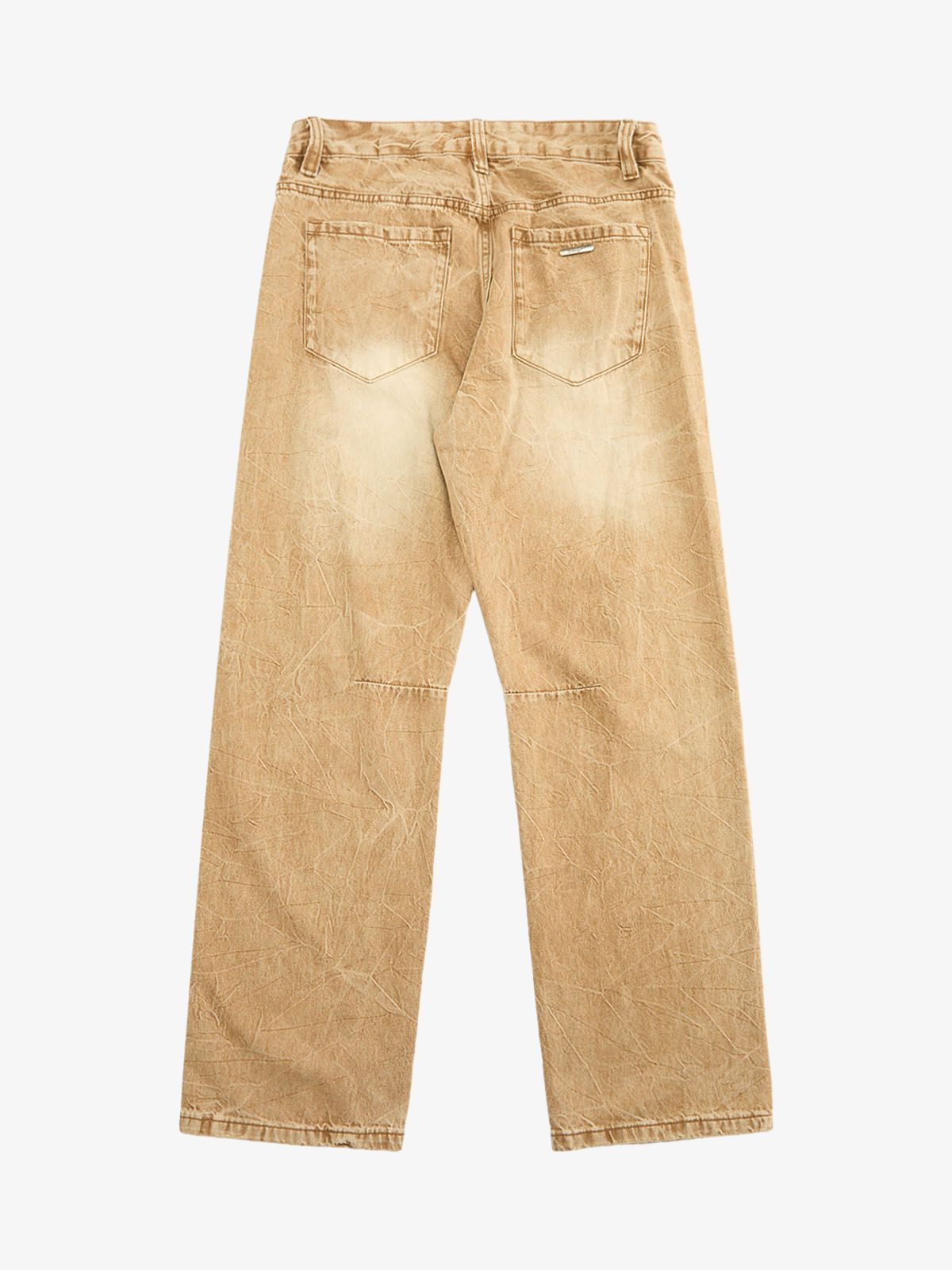 Vintage Washed Distressed Straight Jeans