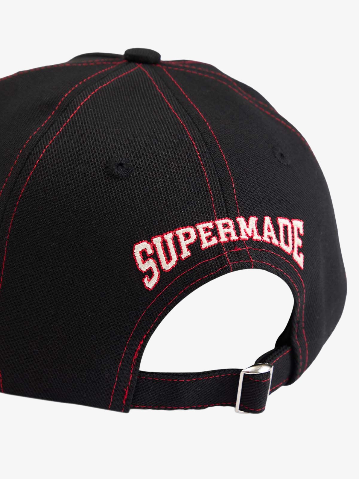 Embroidered Flame-Trimmed Black Baseball Cap - 2365