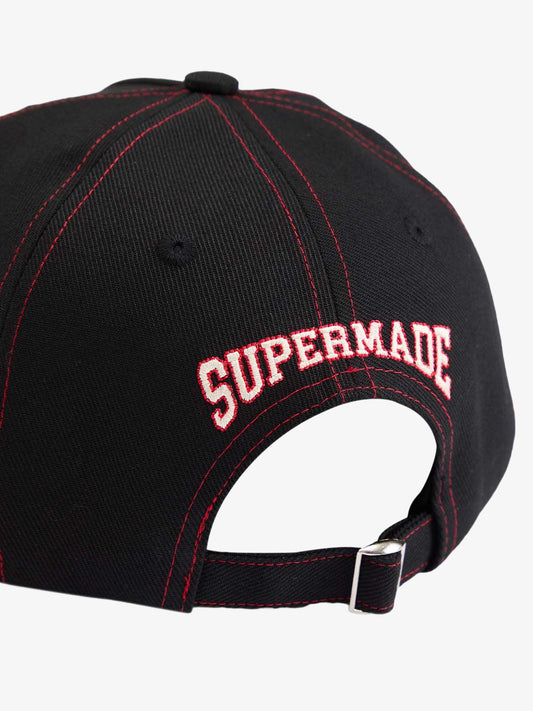 Embroidered Flame-Trimmed Black Baseball Cap - 2365