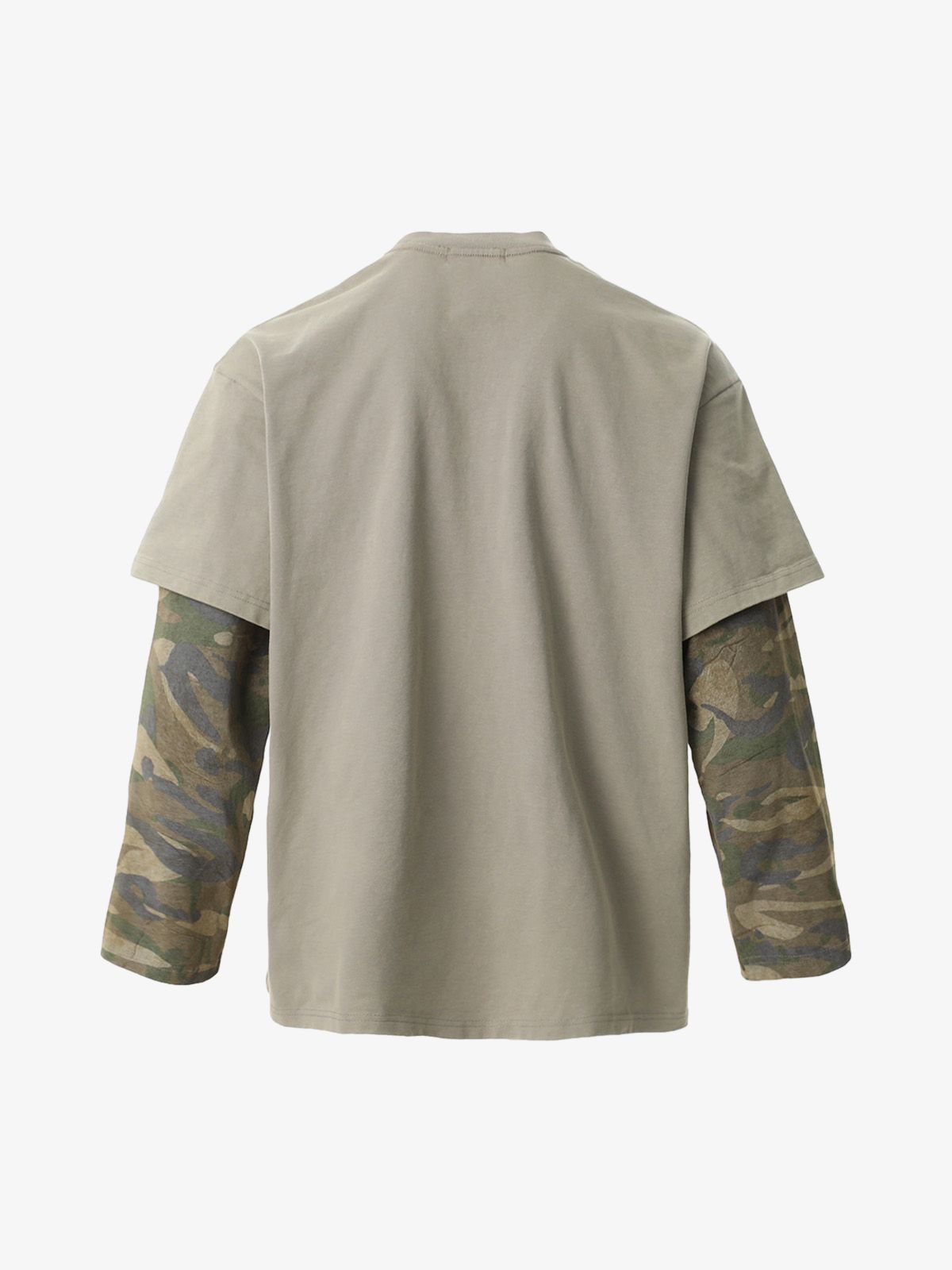 Distressed Camouflage Faux Two-Piece Graphic T-Shirt - 2420