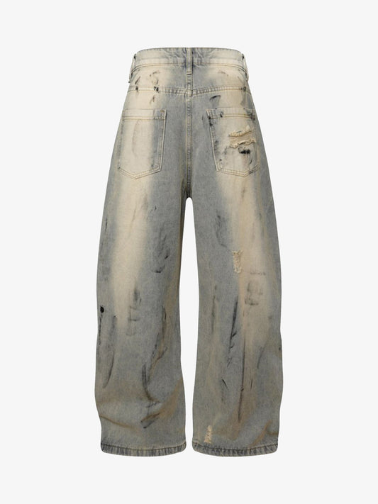 Street Stripe Dirty Dye Barrel Jeans
