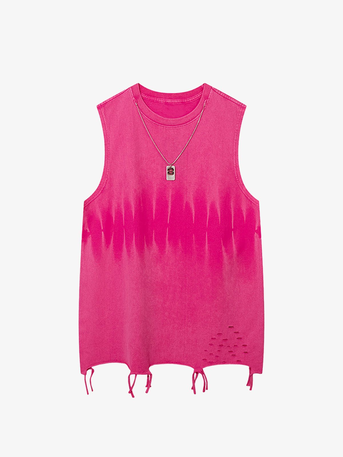 Gradient Tie-Dye Raw Edge Vest