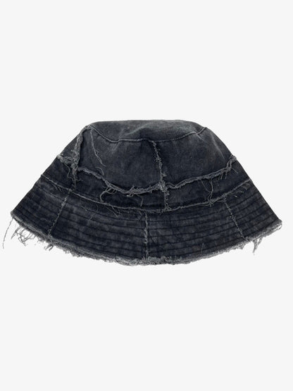 Distressed Denim Raw Edge Destroyed Bucket Hat
