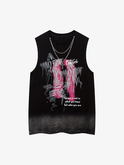 Street Necklace Graffiti Spray-Painted Vest