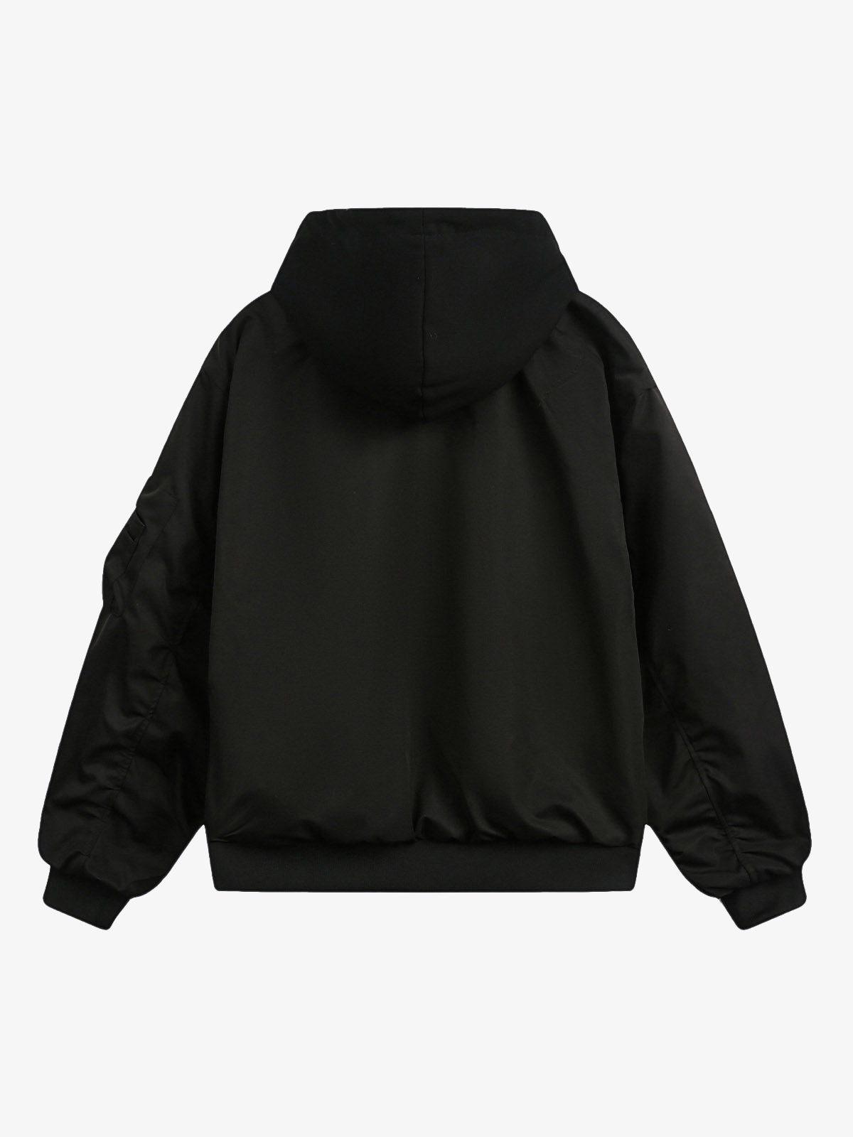 Faux Two-Piece Pleated Spliced Hooded Bomber Jacket