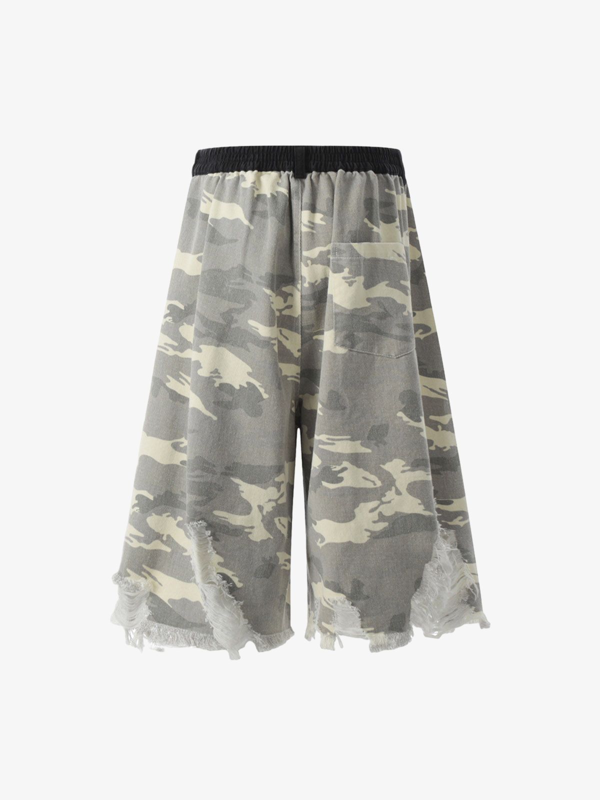 Ripped Applique Embroidered Camouflage Jorts