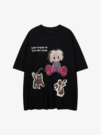 Pixel Art Cartoon Graphic T-Shirt