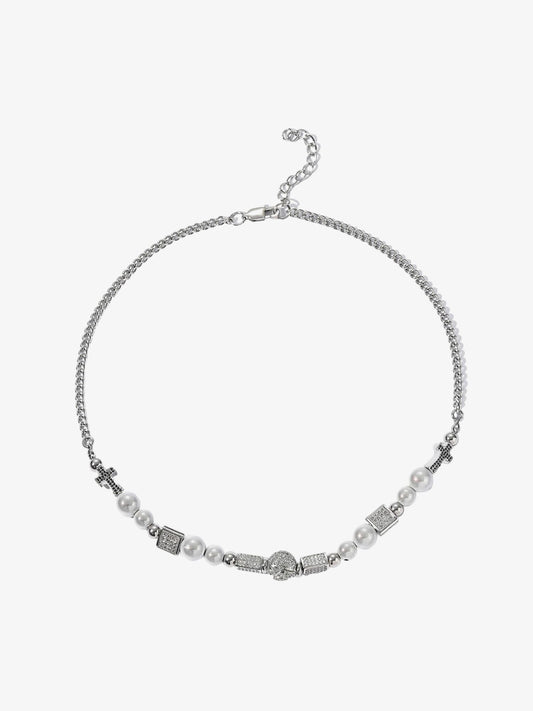 Thesupermade Skull Diamonds Stainless Steel Necklace