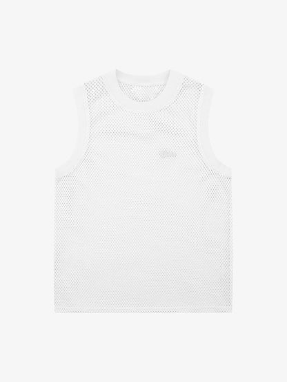 Hollow Sports Mesh Embroidered Letters Vest