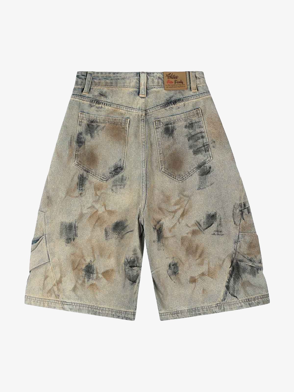 Distressed Tie-Dye Denim Shorts