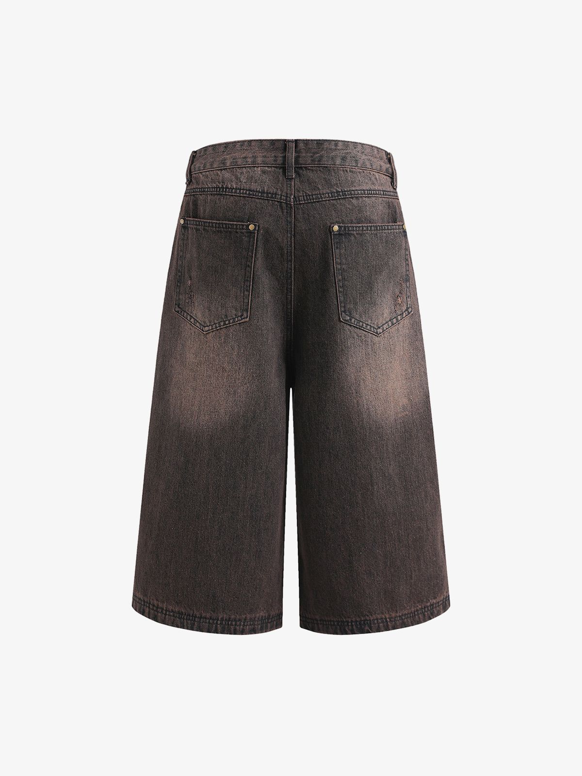 Distressed Washed Denim Cropped Jorts - 2399