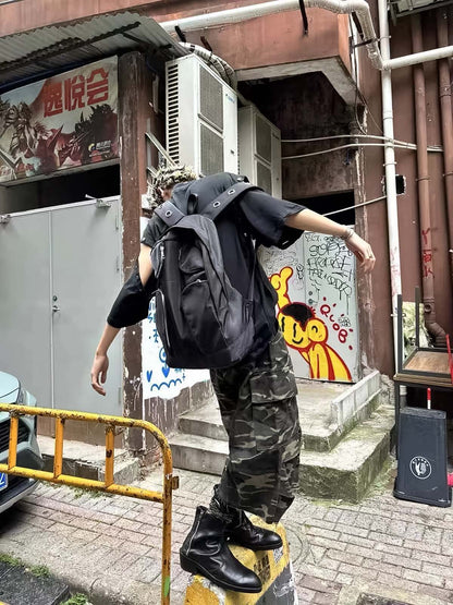 Metal Partition Multi-Pocket Nylon Backpack