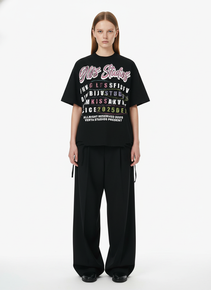 Retro Letter Graphic T-Shirt