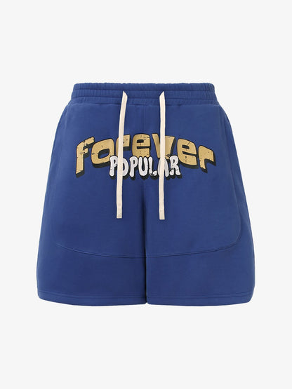 Graffiti Drawstring Cotton Shorts