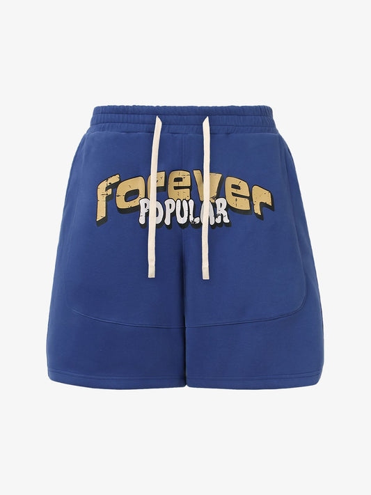 Graffiti Drawstring Cotton Shorts
