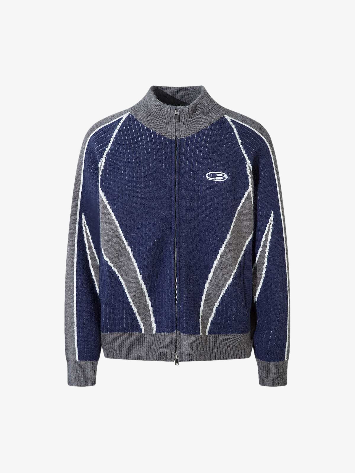 Retro Contrast Color Cardigan Knitted Sweater