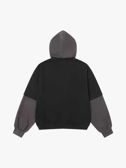 Street Faux Two-Piece Suede Hoodie