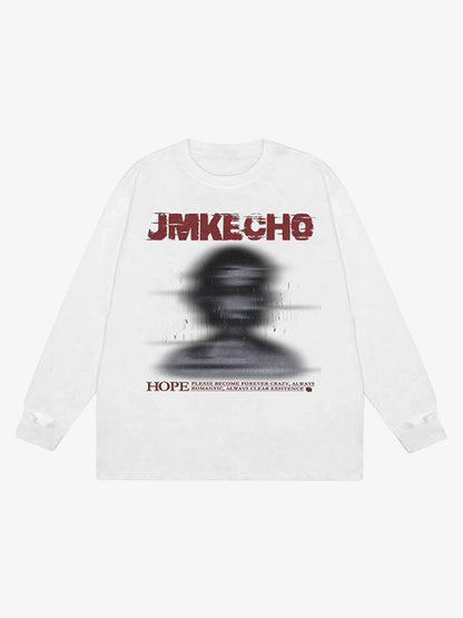 Thesupermade Blurred Silhouette Print Long Sleeve T-shirt