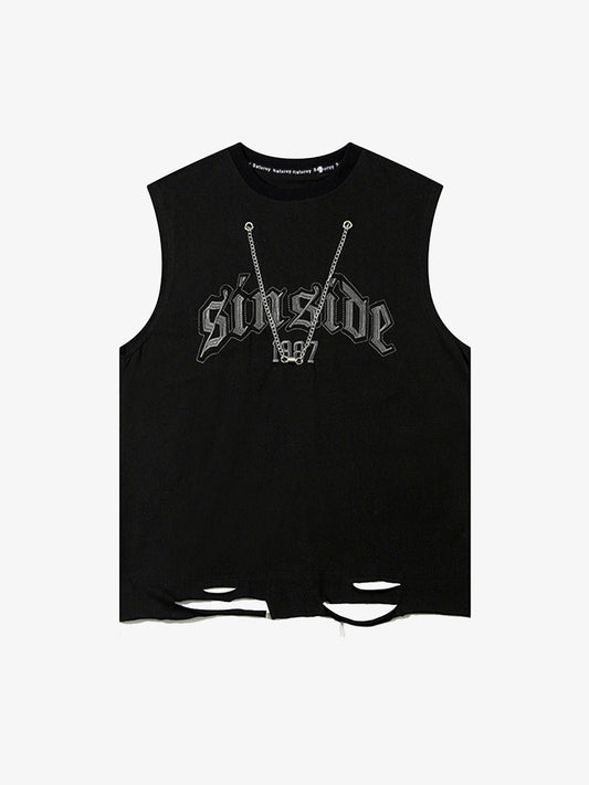 Graphic Letter Chain Vest