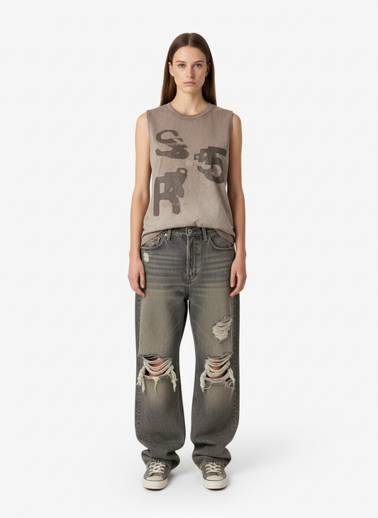 Thesupermade High Street Hip Hop Print Vest - 2373