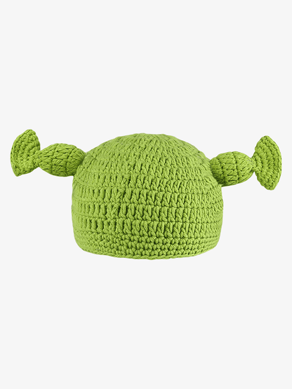 Thesupermade Fun Green Cartoon Hand-knitted Head Cover