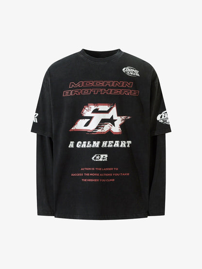 Thesupermade High Street Hip-hop Patchwork Long-sleeved T-shirt - 2269