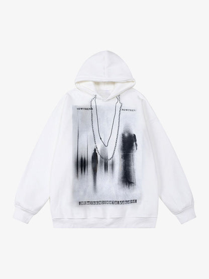 Thesupermade Blur Graphic Chain Hooded Sweatshirt