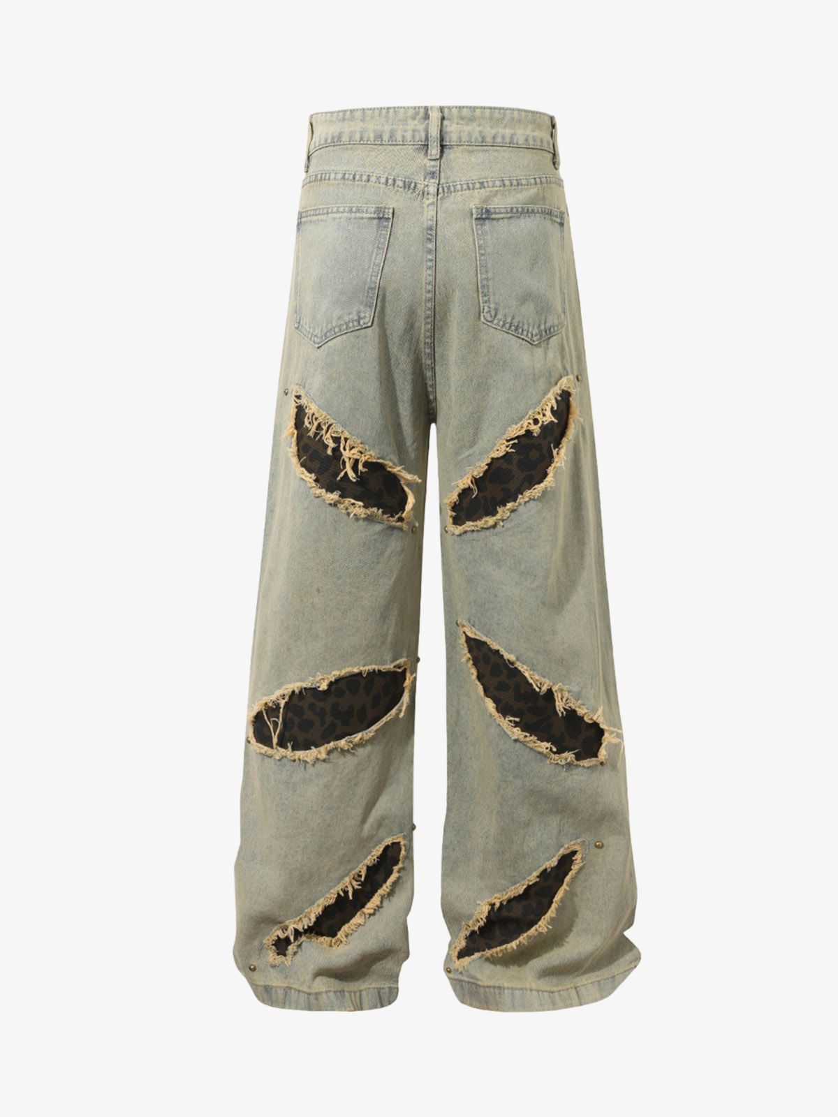 Distressed Raw Edge Patch Jeans