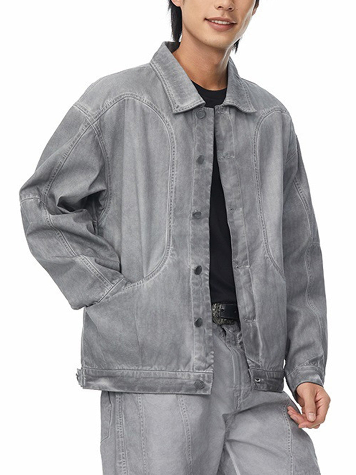 Retro Structured Dirty Wash Heavy Lapel Work Jacket
