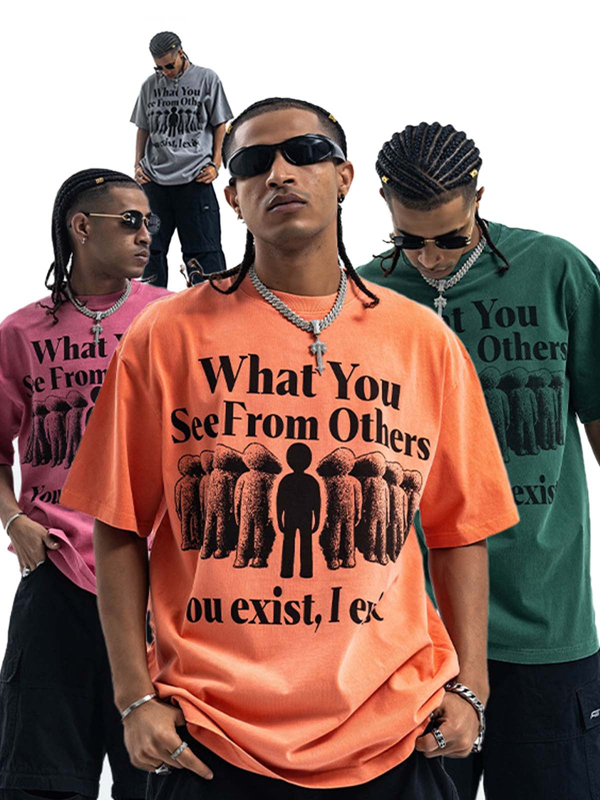 Street Retro Portrait Letter Print T-Shirt