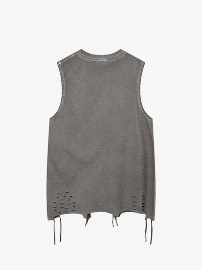 Raw Edge Butterfly Print Vest